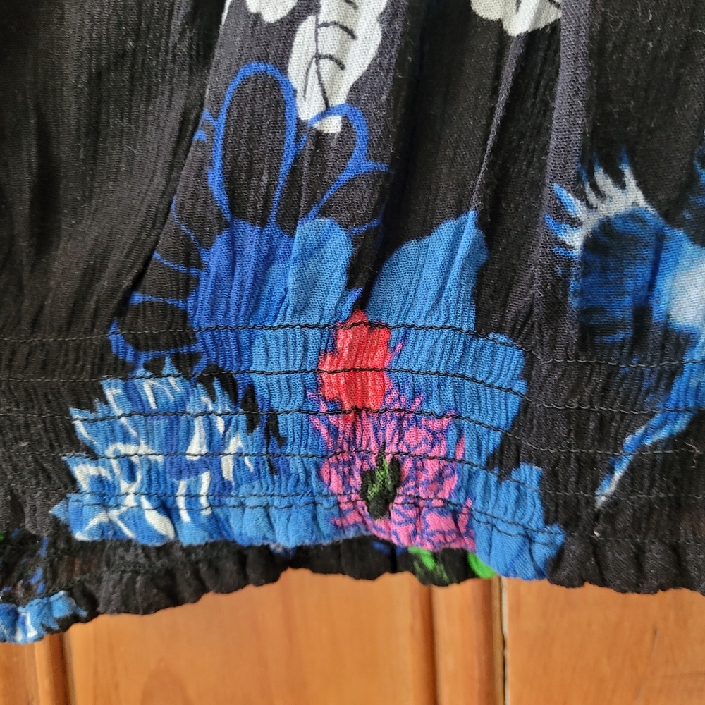 Desigual Boho Floral Peasant blouse Black And Multicolor Vibrant Medium - Picture 7 of 16